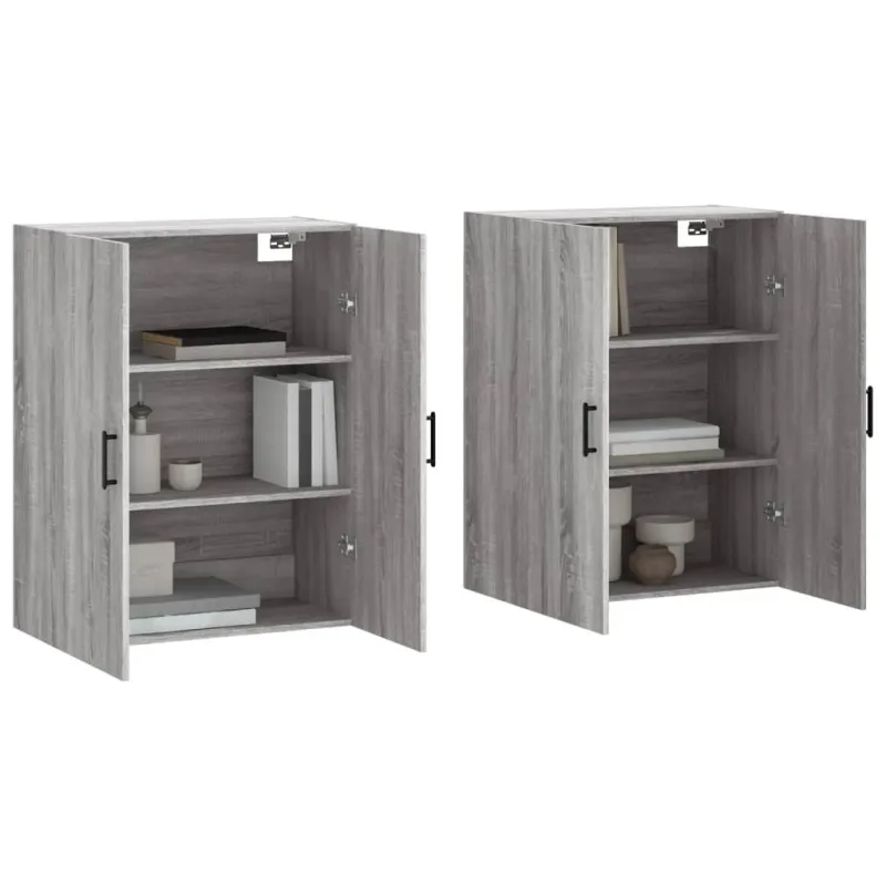 Prie sienos montuojamos spintelės, 2vnt., pilkos, 69,5x34x90cm