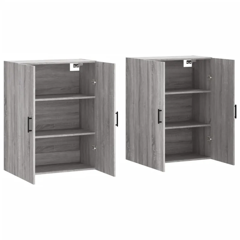 Prie sienos montuojamos spintelės, 2vnt., pilkos, 69,5x34x90cm