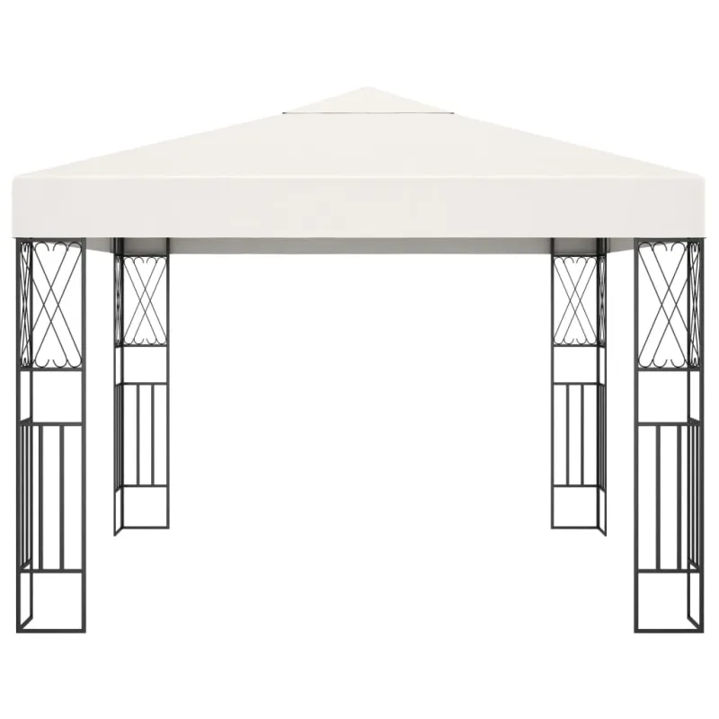 Pavėsinė su lemputėmis LED, kreminė, 3x3m