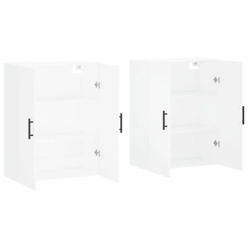 Prie sienos montuojamos spintelės, 2vnt., baltos, 69,5x34x90cm
