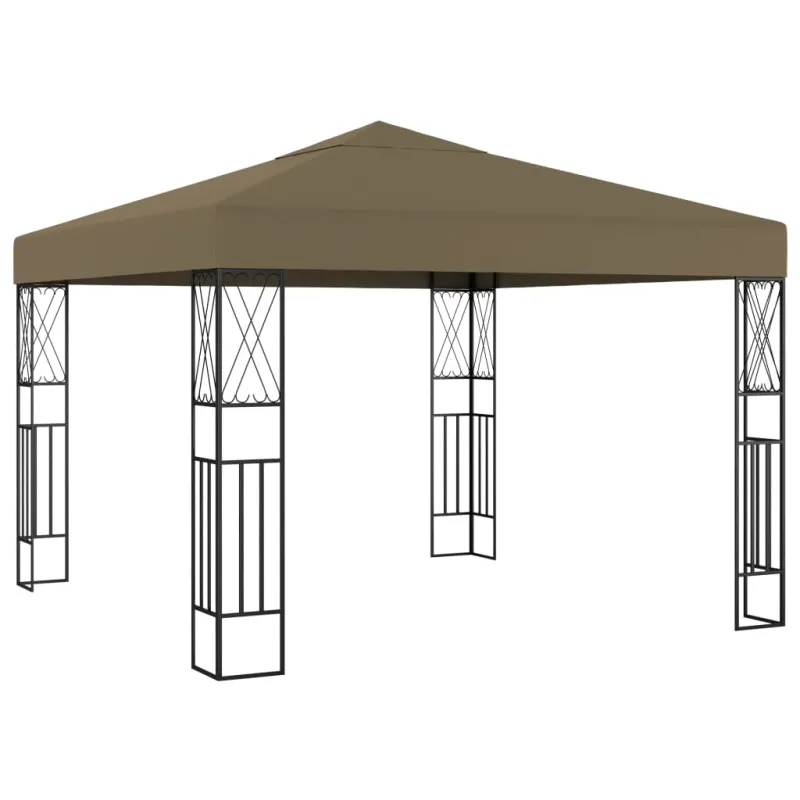 Pavėsinė su lempučių girliandomis LED, taupe, 3x3m