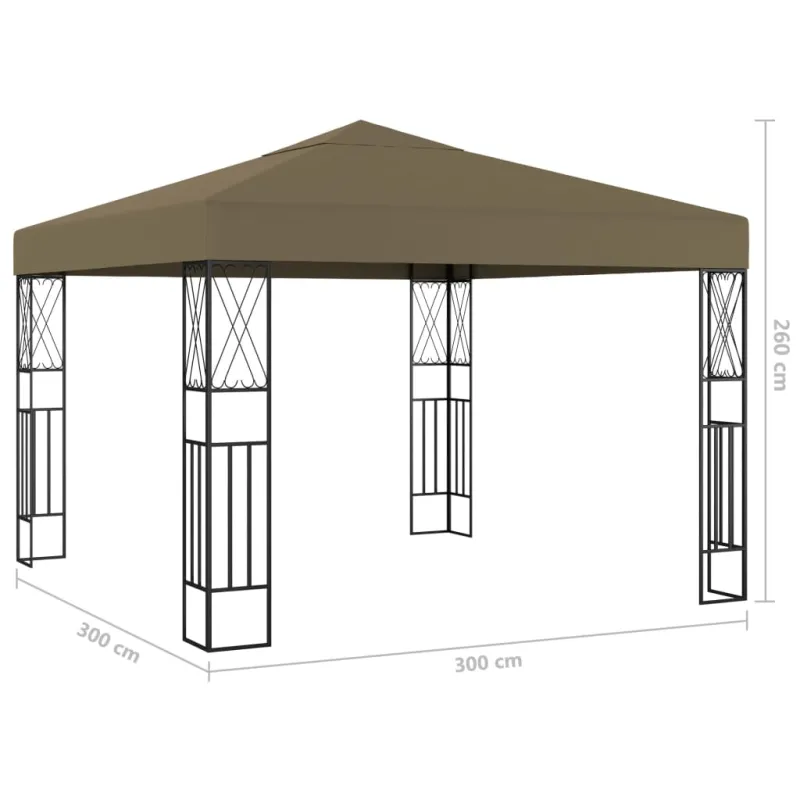 Pavėsinė su lempučių girliandomis LED, taupe, 3x3m