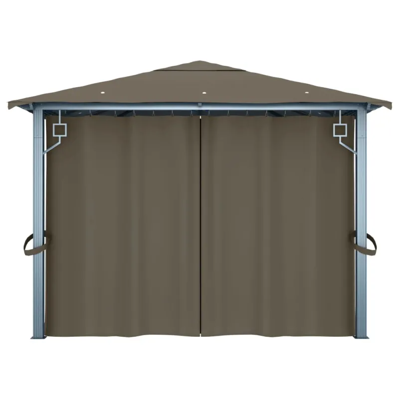 Pavėsinė su užuolaidomis ir lemputėmis LED, taupe, 400x300cm