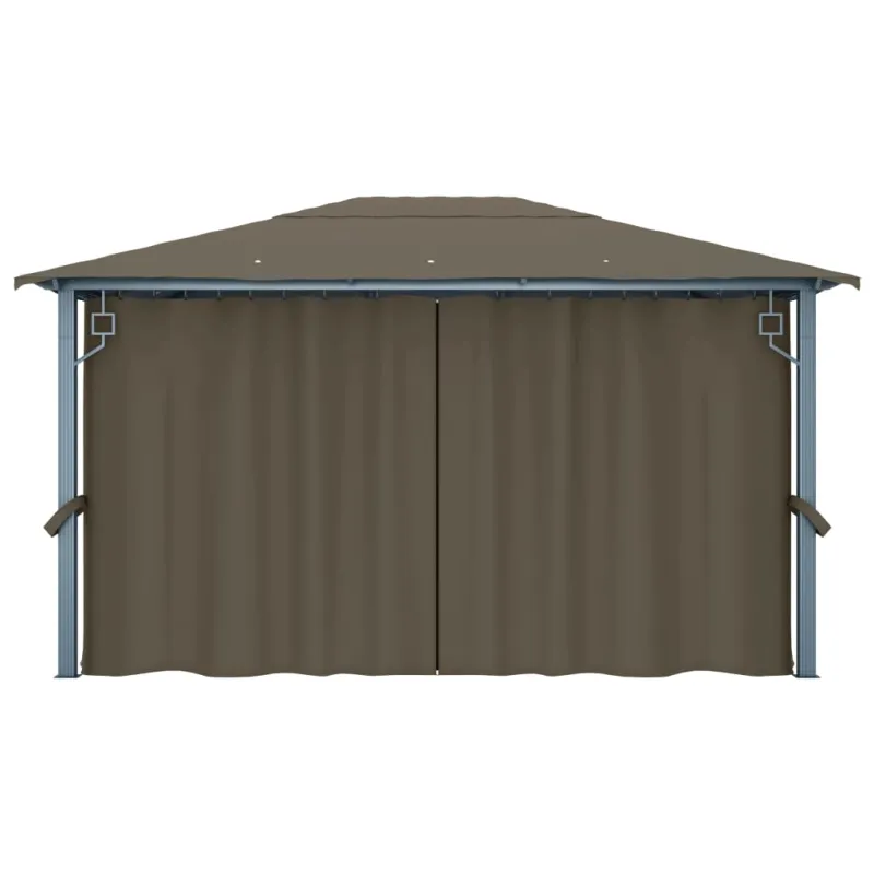 Pavėsinė su užuolaidomis ir lemputėmis LED, taupe, 400x300cm