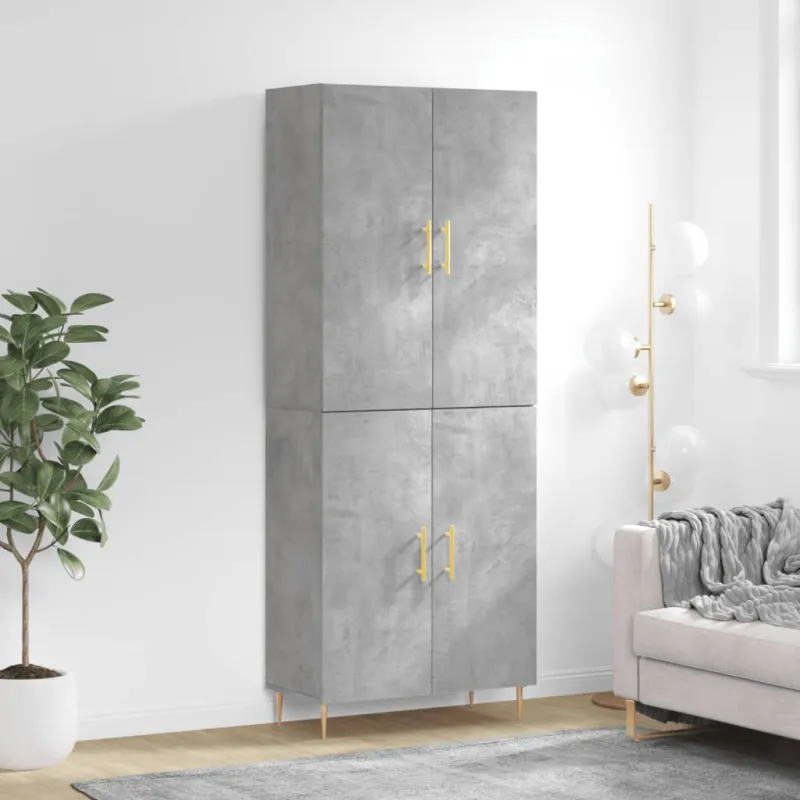 Komoda, betono pilkos spalvos, 69,5x34x180cm, apdirbta mediena