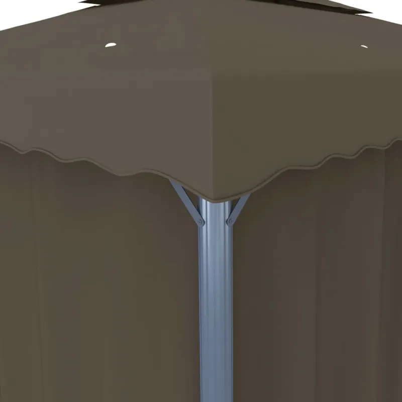Pavėsinė su lemputėmis ir užuolaidomis LED, taupe, 3x3m