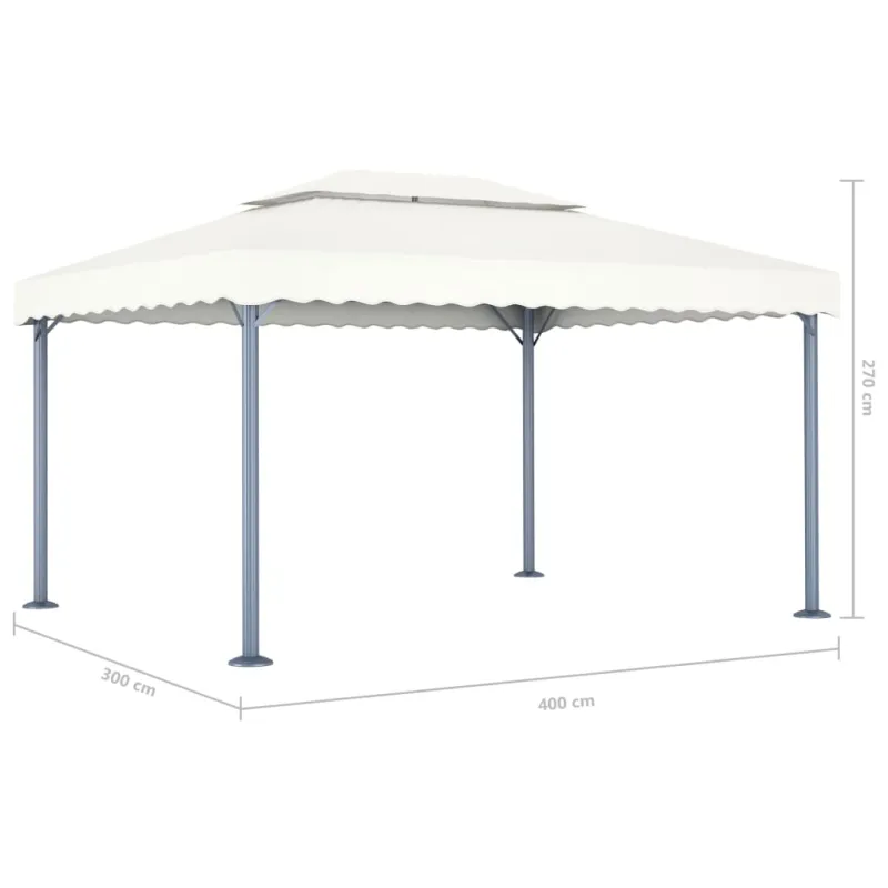 Pavėsinė su lemputėmis LED, kreminė, 400x300cm