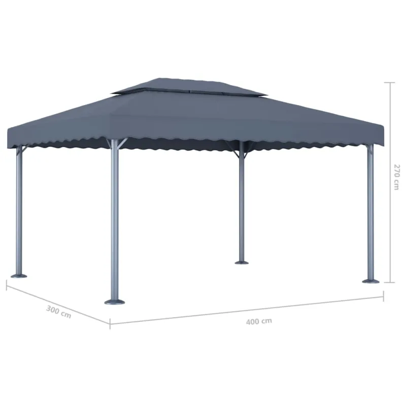Pavėsinė su lemputėmis LED, antracito, 400x300cm
