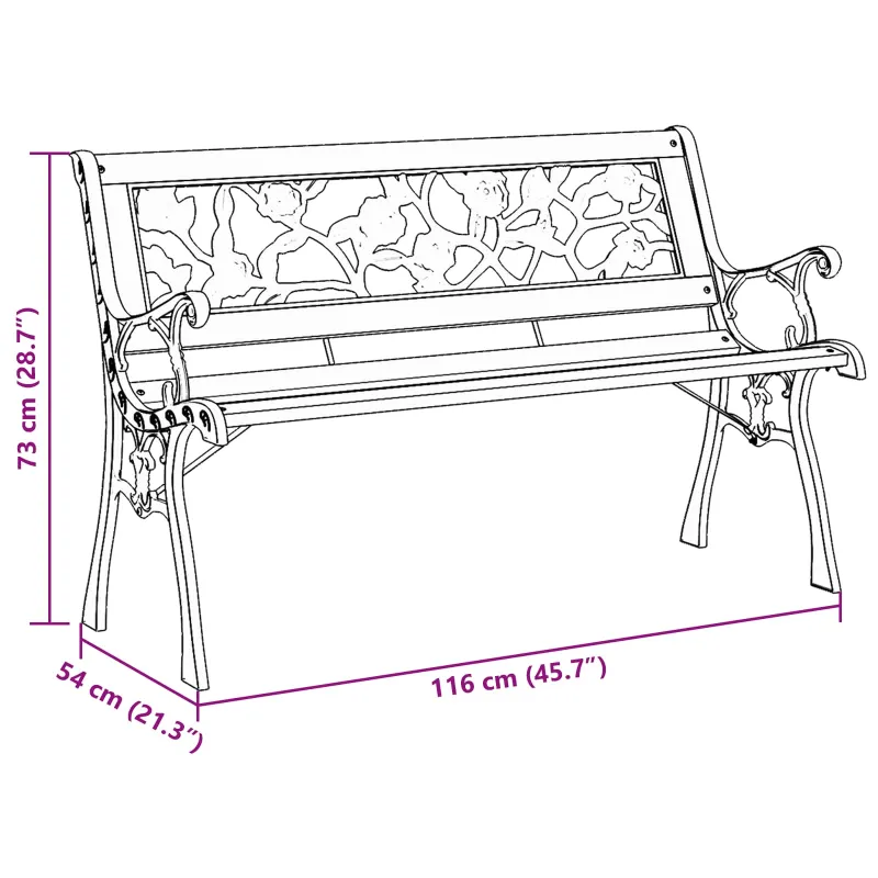 Sodo suolas su pagalve Ruda 116 x 54 x 73 cm Medis