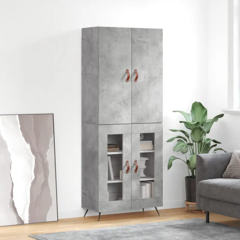 Komoda, betono pilkos spalvos, 69,5x34x180cm, apdirbta mediena