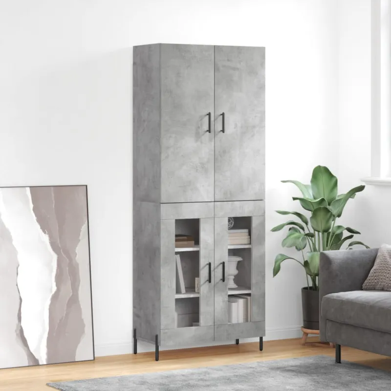 Komoda, betono pilkos spalvos, 69,5x34x180cm, apdirbta mediena