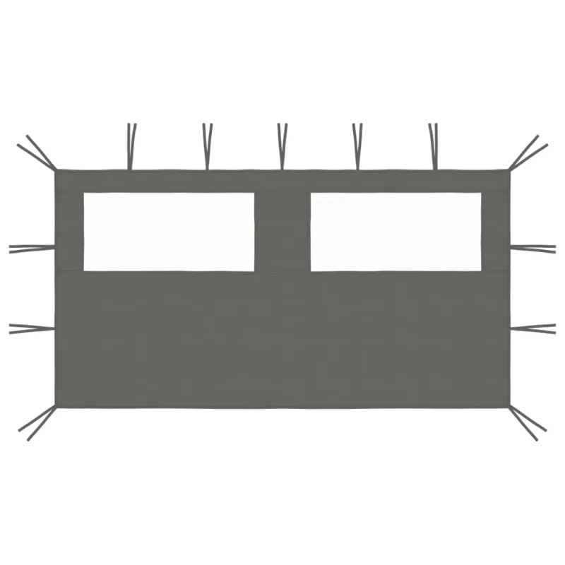 Šoninė pavėsinės siena su langais, antracito spalvos, 4x2m