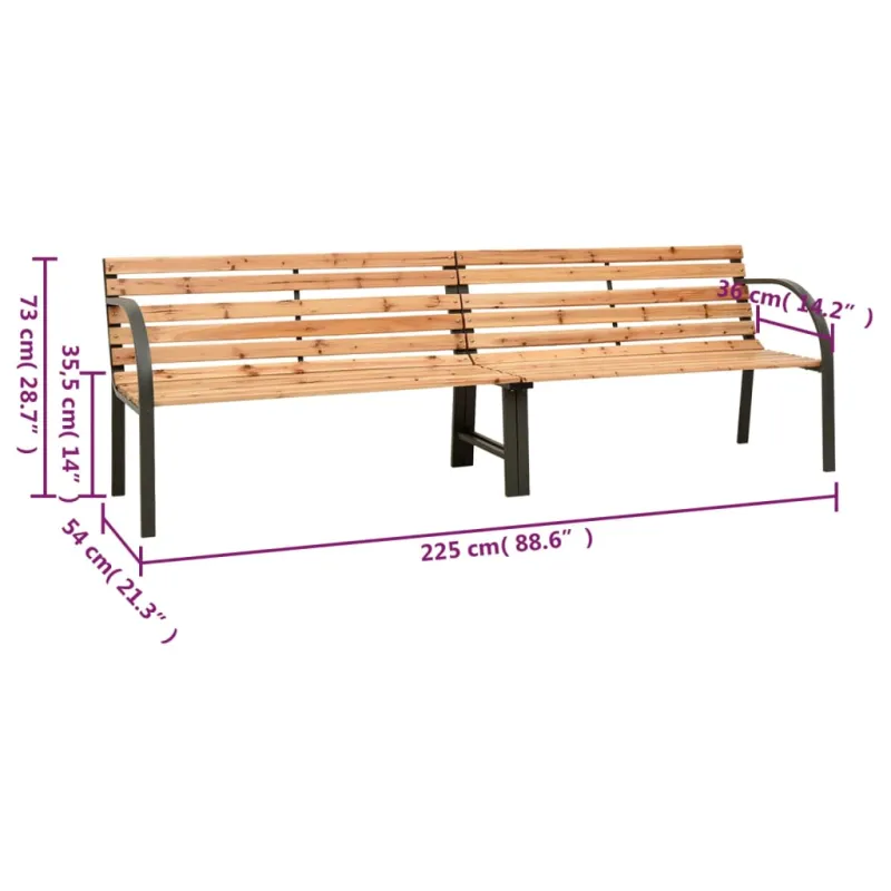 Dvigubas sodo souliukas, 225cm, eglės medienos masyvas