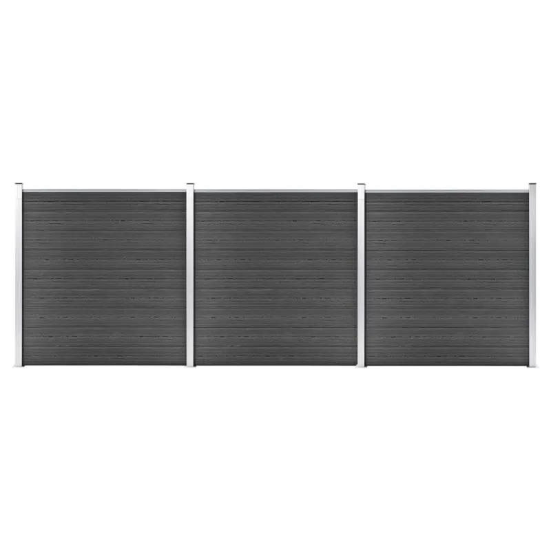 Tvoros segmentų rinkinys, juodos spalvos, 526x186cm, WPC