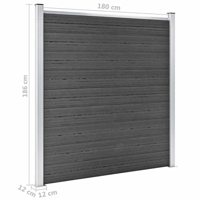 Tvoros segmentų rinkinys, juodos spalvos, 792x(105-186)cm, WPC