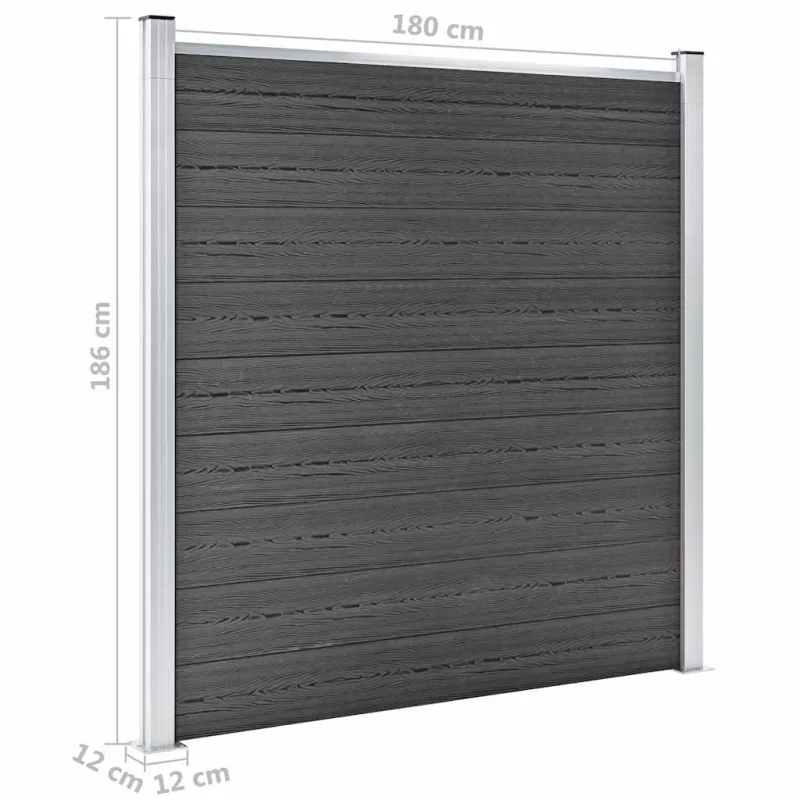 Tvoros segmentų rinkinys, juodos spalvos, 1311x(105-186)cm, WPC