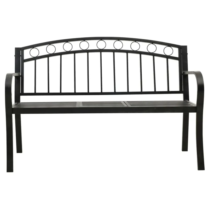 Sodo suoliukas su staliuku, juodos spalvos, 120cm, plienas