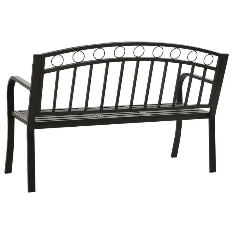 Sodo suoliukas su staliuku, juodos spalvos, 120cm, plienas