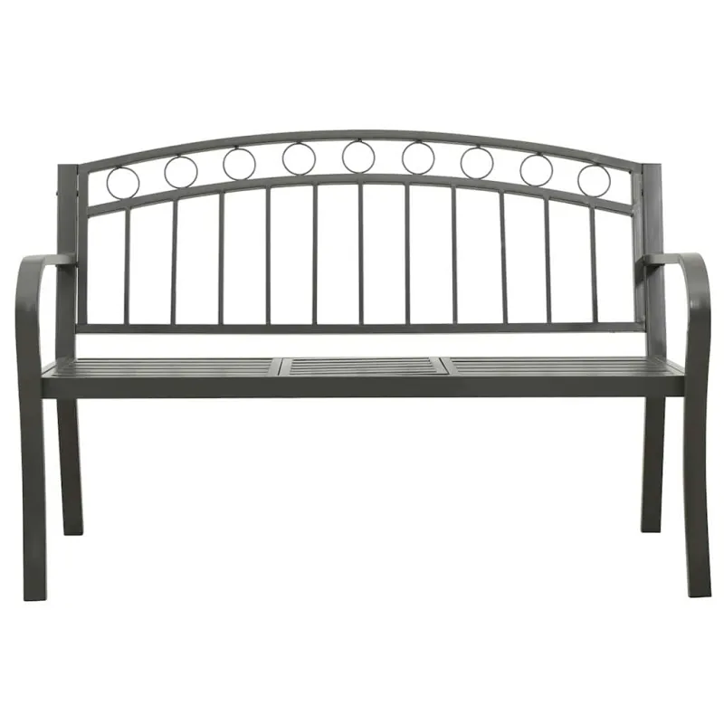 Sodo suoliukas su staliuku, pilkos spalvos, 120cm, plienas