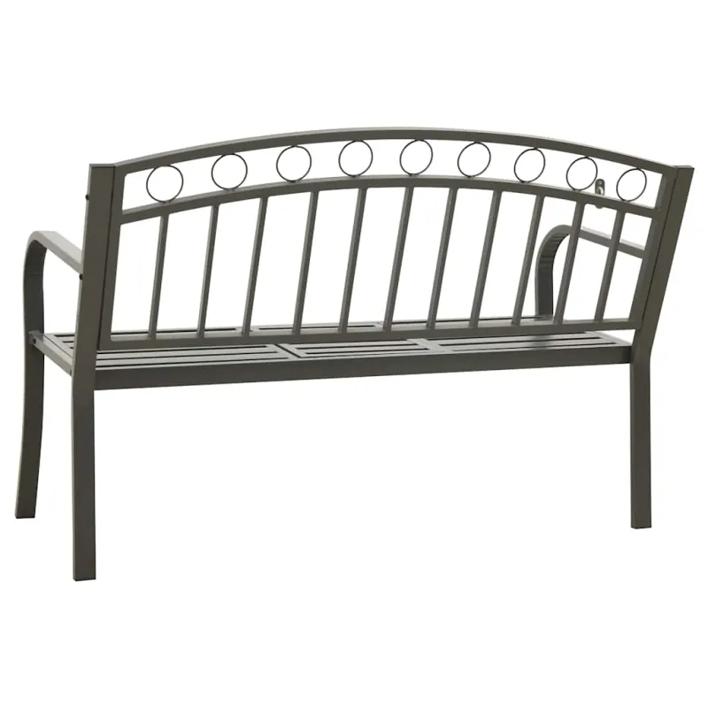 Sodo suoliukas su staliuku, pilkos spalvos, 120cm, plienas