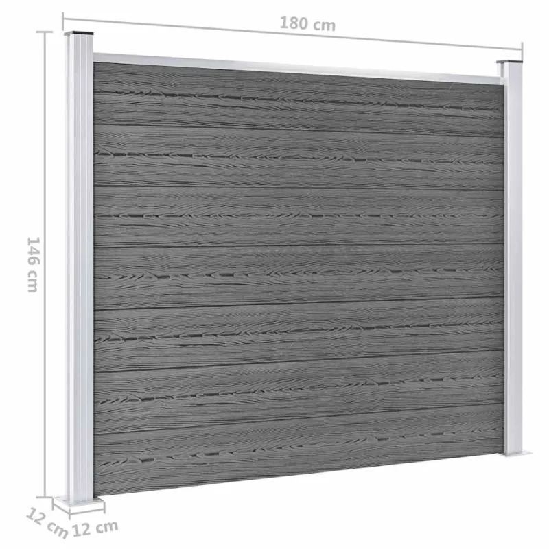 Tvoros segmentų rinkinys, pilkas, 526x146cm, WPC