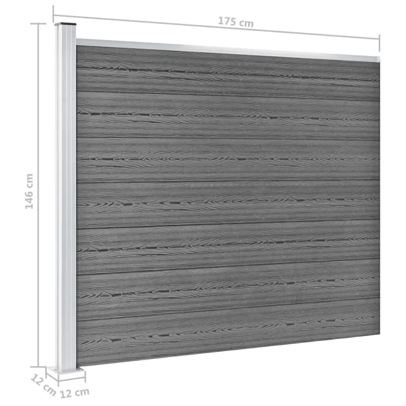 Tvoros segmentų rinkinys, pilkas, 699x146cm, WPC