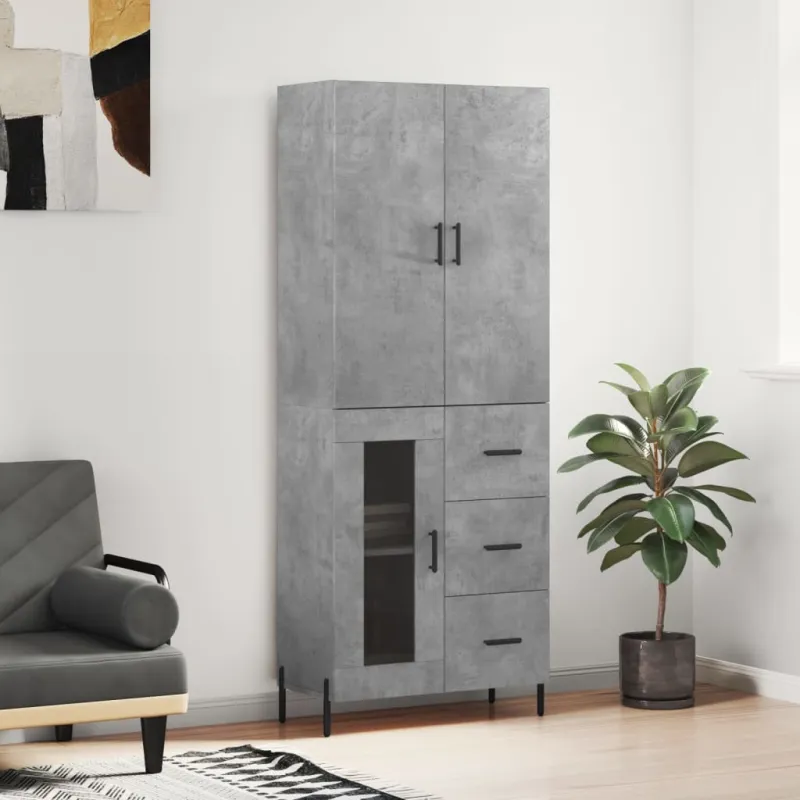 Komoda, betono pilkos spalvos, 69,5x34x180cm, apdirbta mediena
