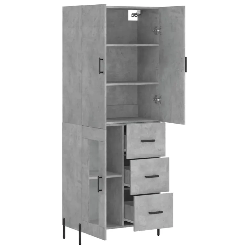 Komoda, betono pilkos spalvos, 69,5x34x180cm, apdirbta mediena
