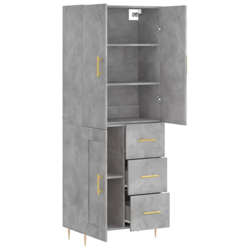 Komoda, betono pilkos spalvos, 69,5x34x180cm, apdirbta mediena