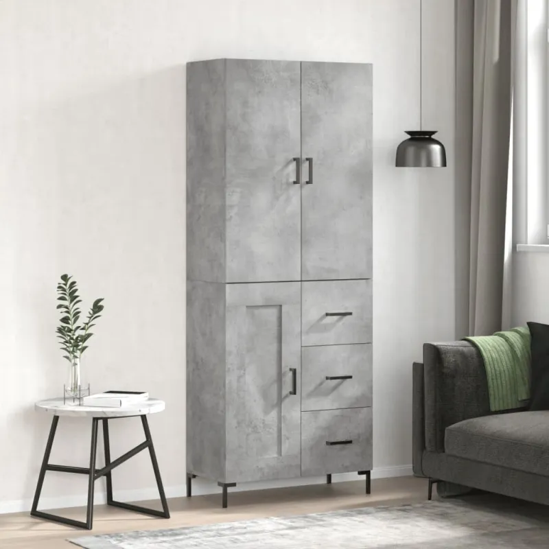 Komoda, betono pilkos spalvos, 69,5x34x180cm, apdirbta mediena