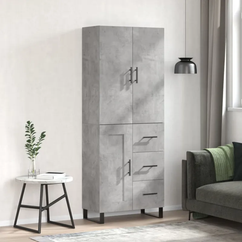 Komoda, betono pilkos spalvos, 69,5x34x180cm, apdirbta mediena