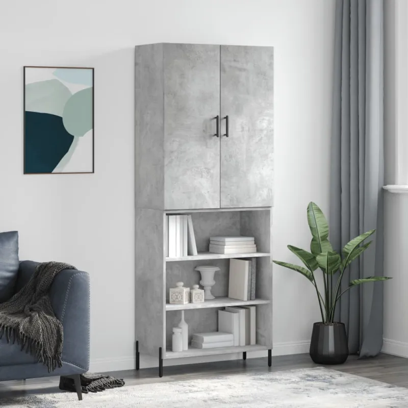 Komoda, betono pilkos spalvos, 69,5x34x180cm, apdirbta mediena