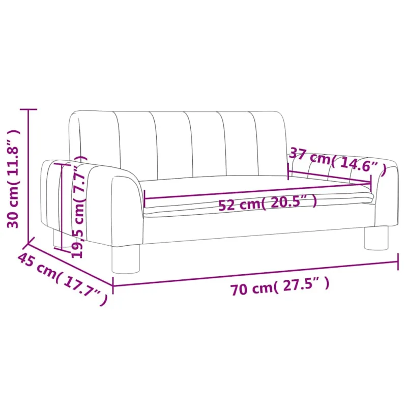 Vaikiška sofa, rudos spalvos, 70x45x30cm, audinys