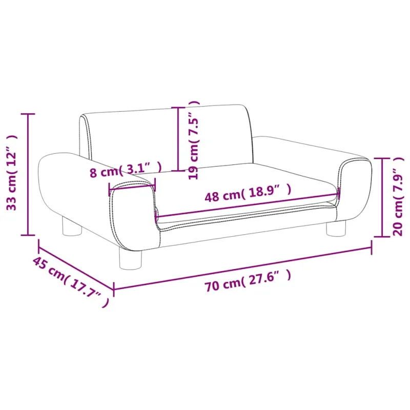 Vaikiška sofa, tamsiai pilkos spalvos, 70x45x33cm, aksomas
