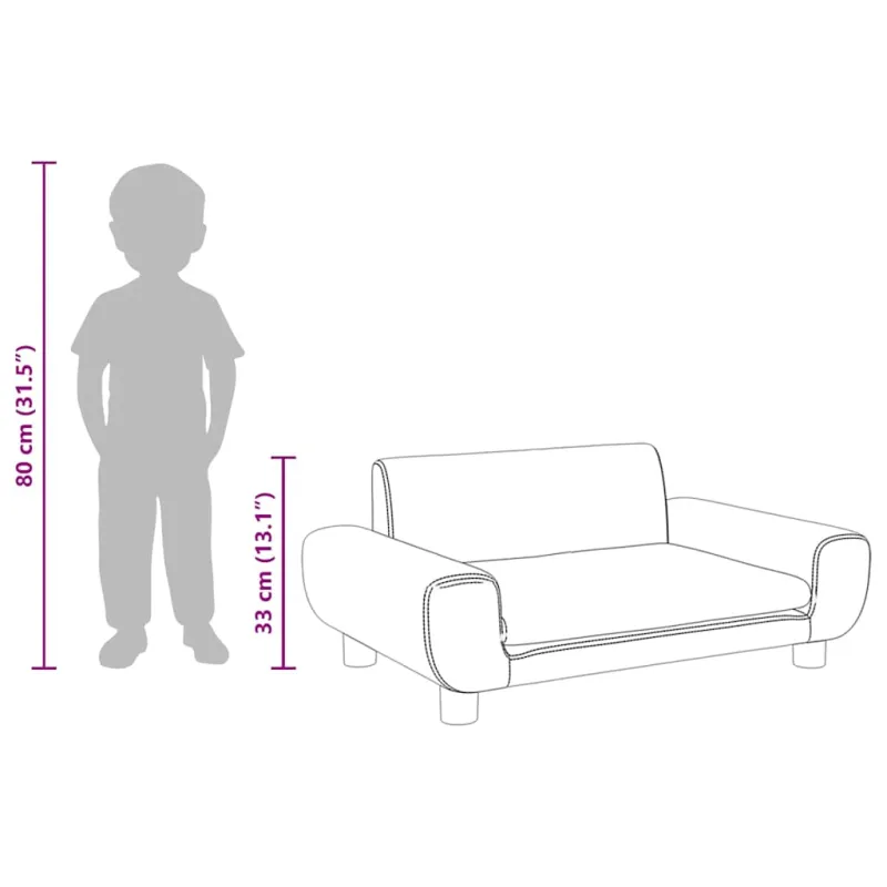 Vaikiška sofa, rudos spalvos, 70x45x33cm, aksomas