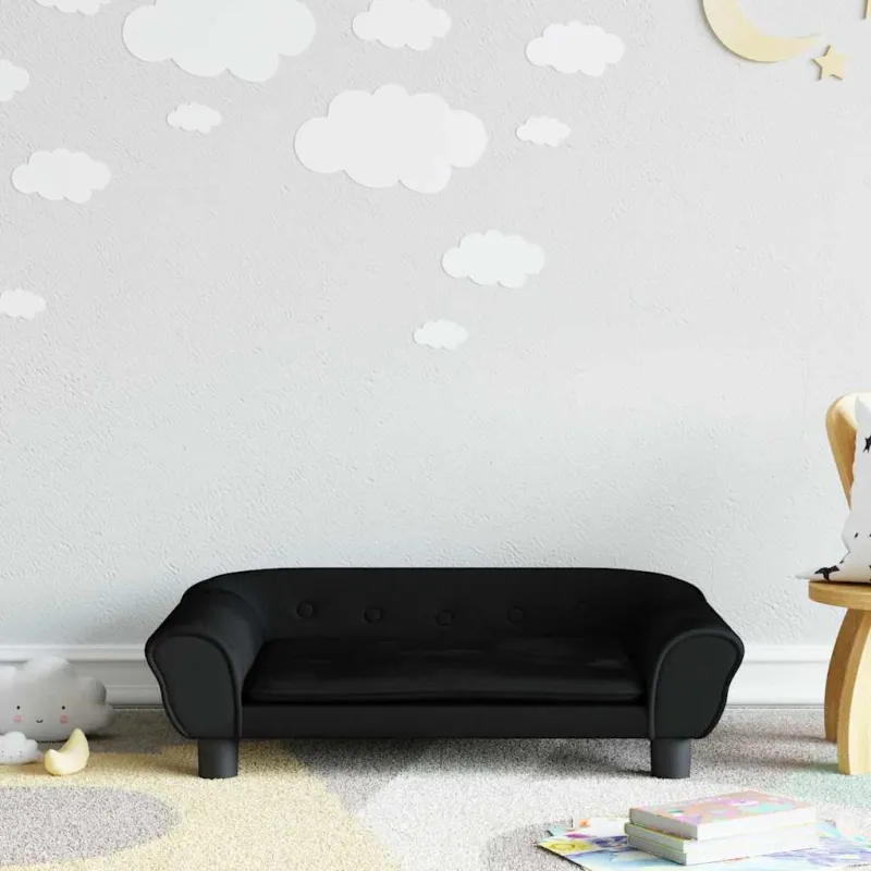 Vaikiška sofa, juodos spalvos, 70x45x26cm, aksomas