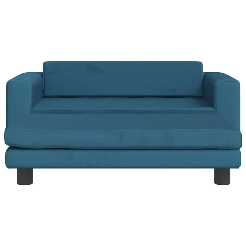 Vaikiška sofa su pakoja, mėlyna, 100x50x30cm, aksomas