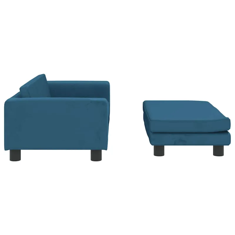 Vaikiška sofa su pakoja, mėlyna, 100x50x30cm, aksomas
