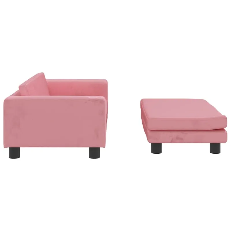 Vaikiška sofa su pakoja, rožinė, 100x50x30cm, aksomas