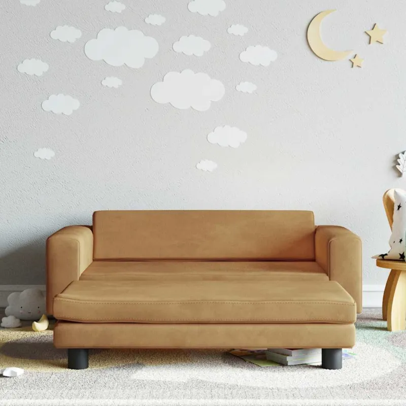 Vaikiška sofa su pakoja, ruda, 100x50x30cm, aksomas
