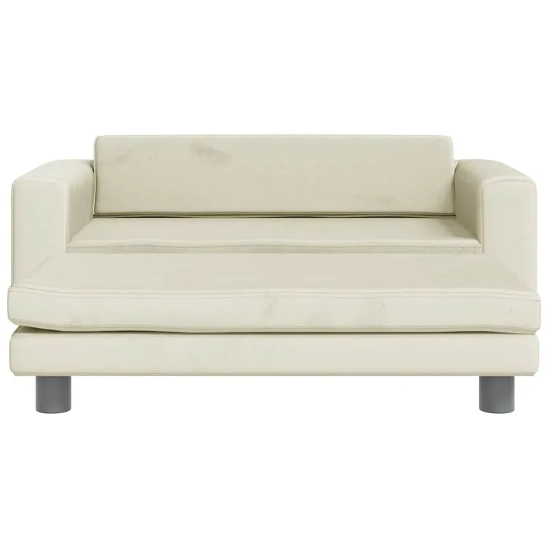 Vaikiška sofa su pakoja, kreminė, 100x50x30cm, aksomas
