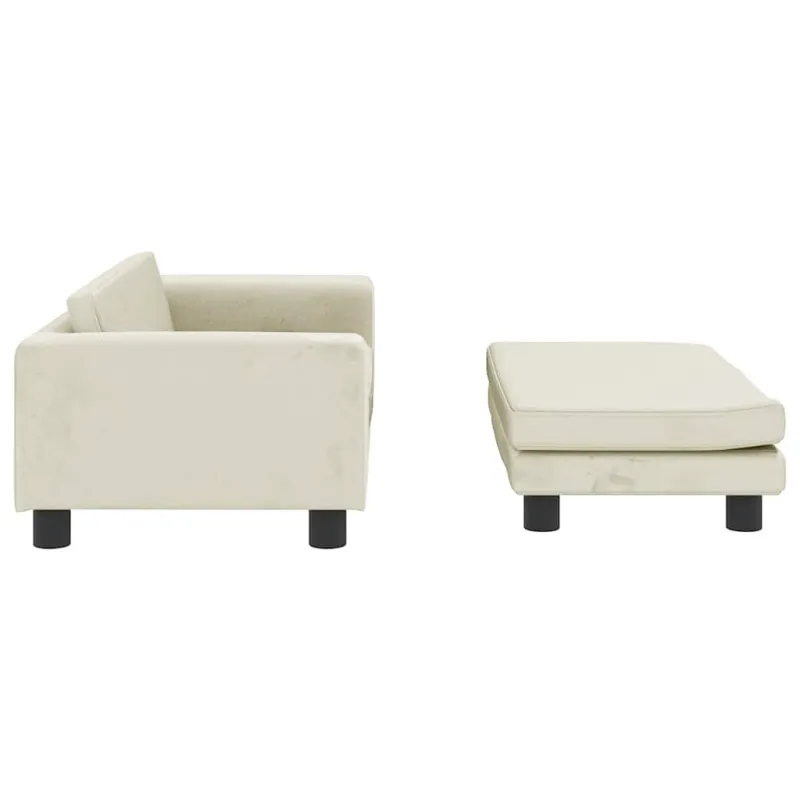 Vaikiška sofa su pakoja, kreminė, 100x50x30cm, aksomas