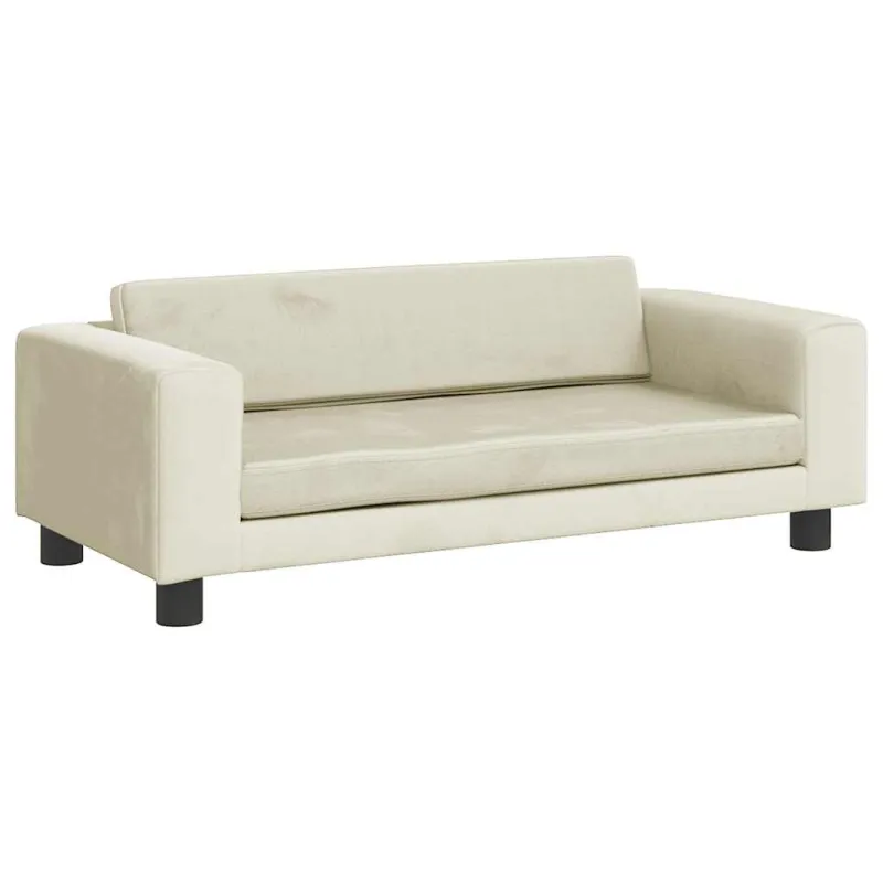 Vaikiška sofa su pakoja, kreminė, 100x50x30cm, aksomas