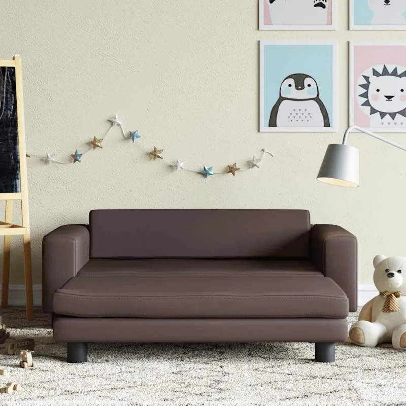 Vaikiška sofa su pakoja, ruda, 100x50x30cm, dirbtinė oda