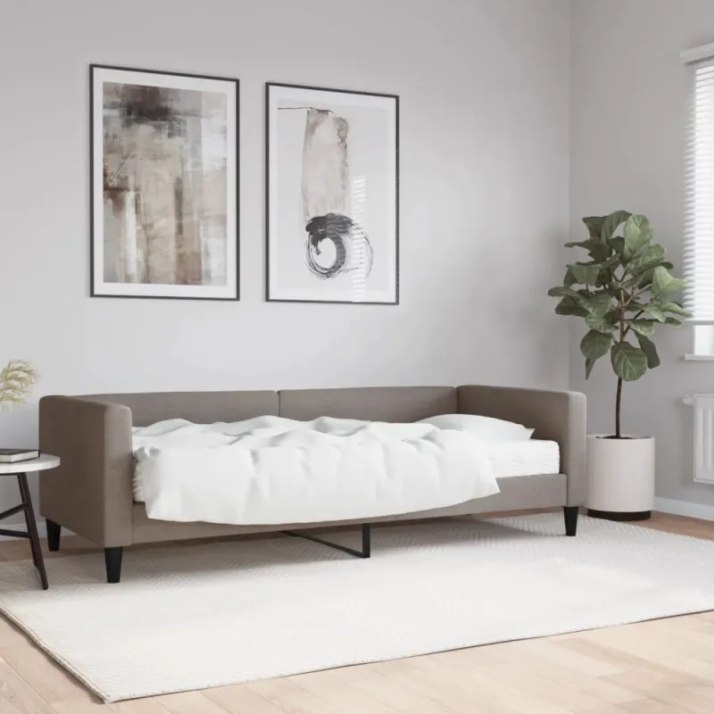 Lova su čiužiniu, taupe spalvos, 80x200cm, audinys