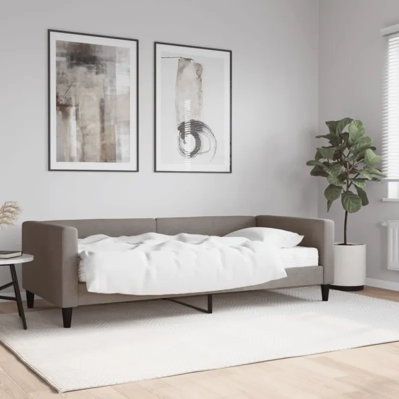 Lova su čiužiniu, taupe spalvos, 90x200cm, audinys