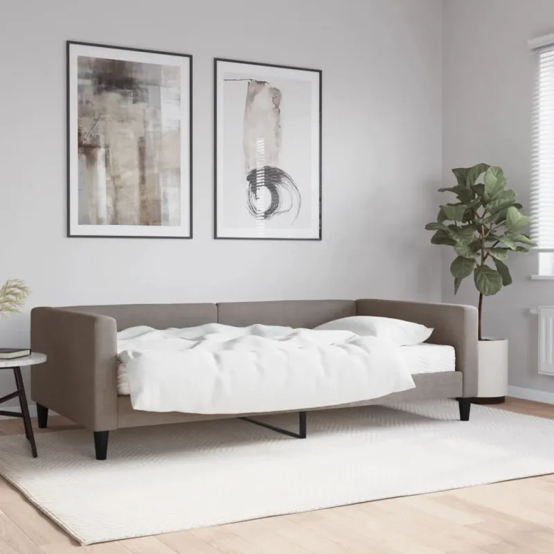 Lova su čiužiniu, taupe spalvos, 100x200cm, audinys