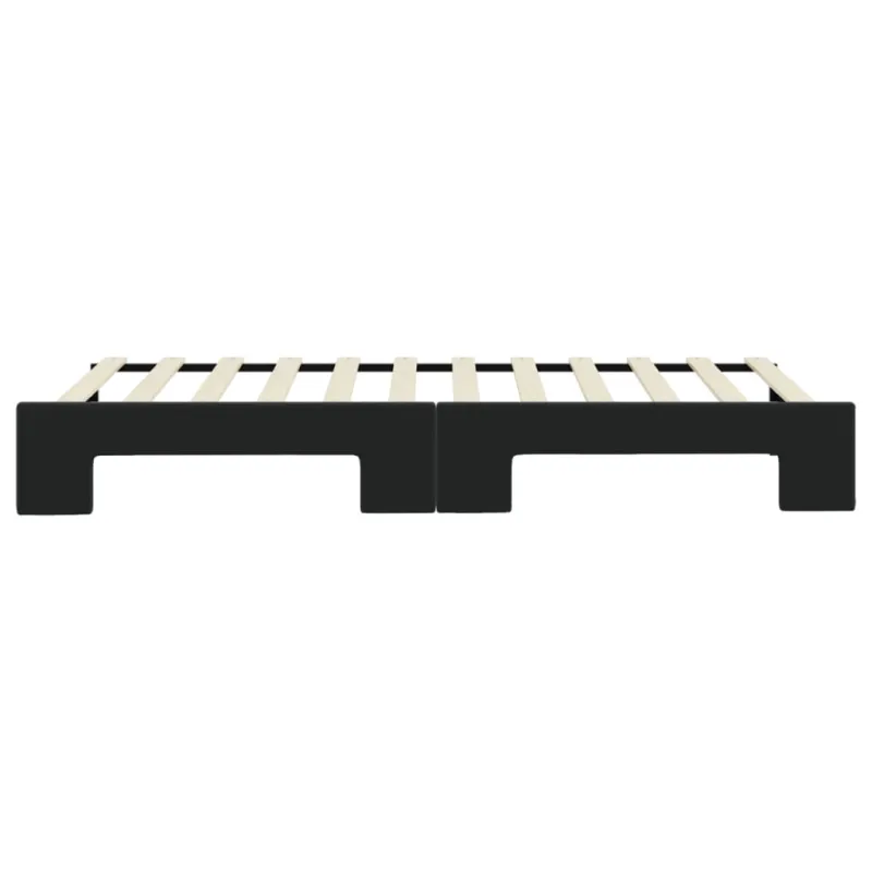 Lova su ištraukiama dalimi, juodos spalvos, 80x200cm, aksomas