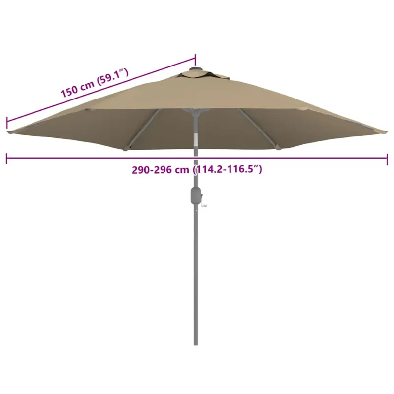 Pakaitinis audinys lauko skėčiui nuo saulės, taupe, 300cm
