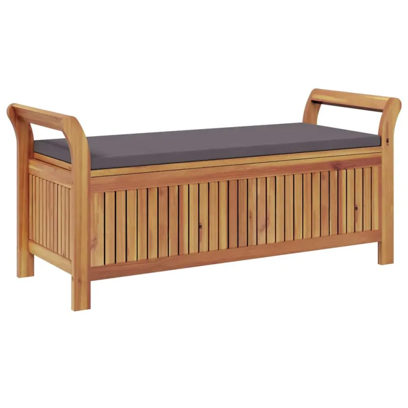 Sodo suoliukas-daiktadėžė su pagalvėle, 126cm, akacijos masyvas